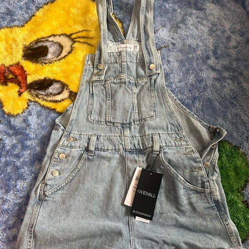 Stradivarius women's overall new, size 38, faded blue