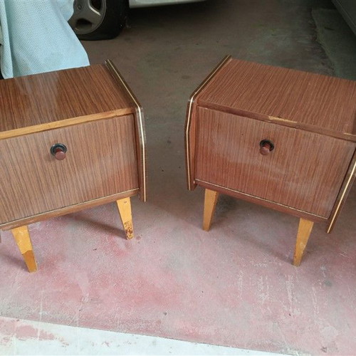 Formica bedside tables used, set of 2 vintage