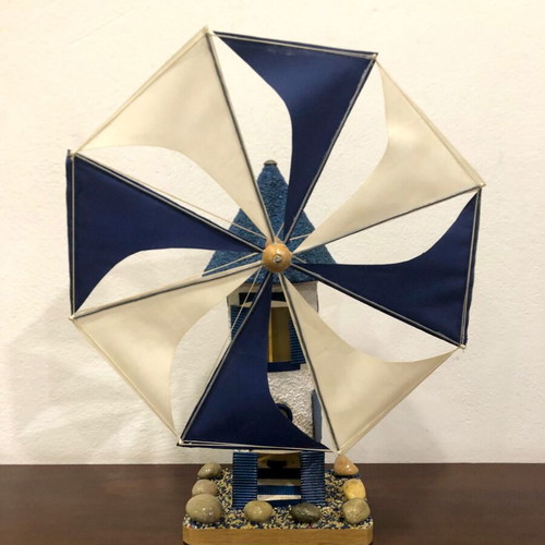 Handmade windmill used, height 53cm, width 43cm