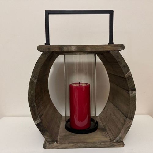 Wooden candle lantern like new, 21x19x26 cm