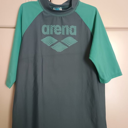 Arena kids sun protection shirt new, turquoise and grey, size 14-15