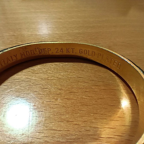 Luxury 24K gold-plated bracelet with brown leather like new