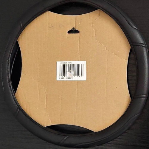 Steering wheel cover car leatherette with stitching black large 40cm new