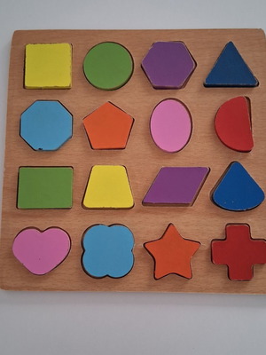 Wooden shape puzzle used with slight paint wear