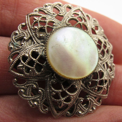 Vintage scarf clip with mother of pearl 3.3 cm like new
