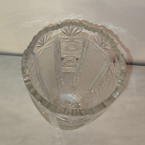 Bohemia Crystal Vase carved, handmade, like new