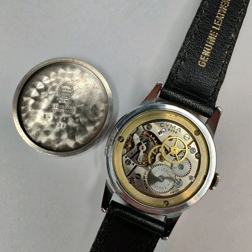 Cyma Triplex Cymaflex NOS watch silver, new, 34mm