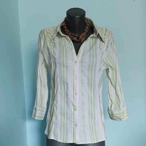 Miss Etam women's shirt like new, green striped, sizes L to XXL