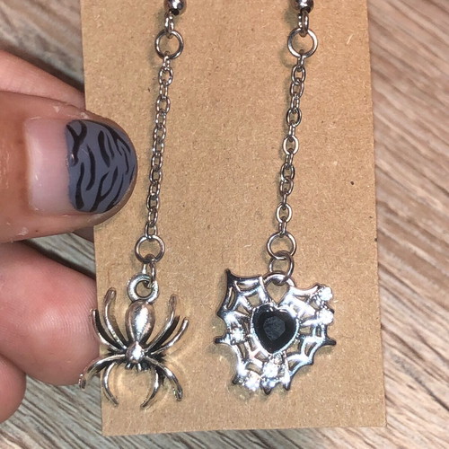 Handmade Y2k boho fairy gothic earrings new, black and silver
