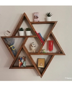 Γεωμετρικό ράφι τοίχου τρίγωνο εξάγωνο καινούργιο, ξύλινο χειροποίητο