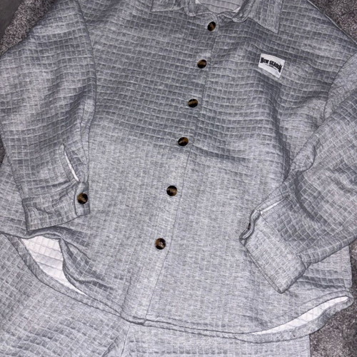 Women's tracksuit set like new with waffle texture gray, size L