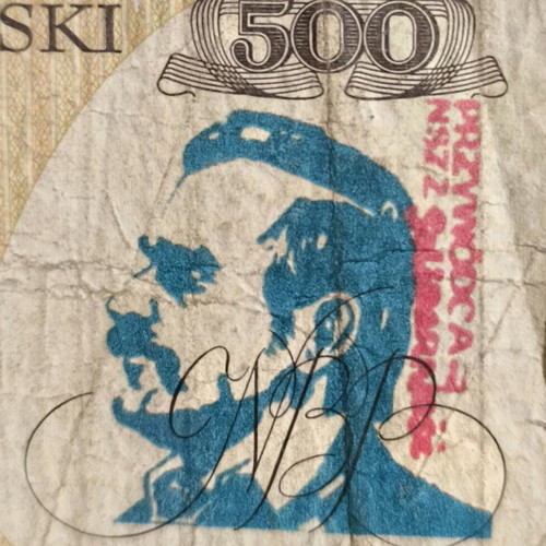 Χαρτονόμισμα 500 Zlotych μεταχειρισμένο με σπάνια αντικομμουνιστική στάμπα Πολωνίας 1982