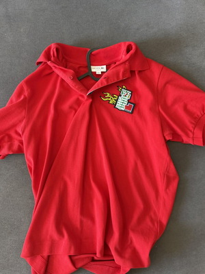 Lacoste Polo Shirt Large Red New with Embroidered Design