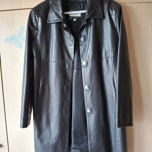 Lapel leather jacket black size M 100% leather like new