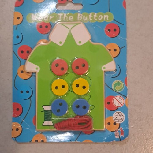 Wear The Button wooden educational toy new