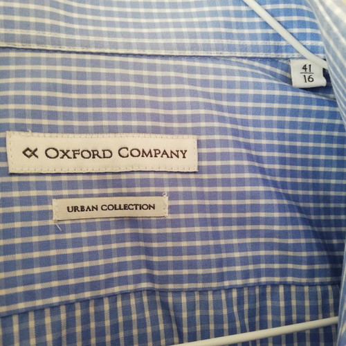 Oxford Company men's shirt used, checkered white-blue, size 41