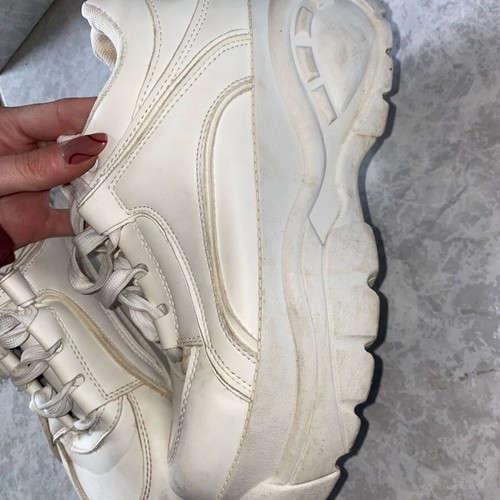White athletic shoes with double sole used, size 37