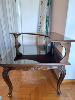 Square carved solid wood table used