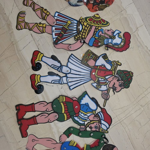 Karagiozis shadow puppet figures, set of 5