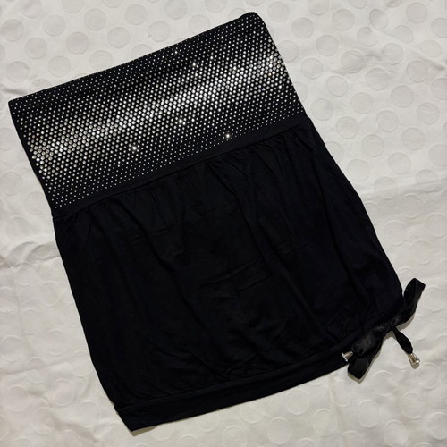 Vintage Y2K strapless top like new, black with rhinestones, sizes S/M