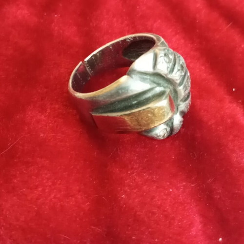 Silver-gold ring 950 585 with diamonds used