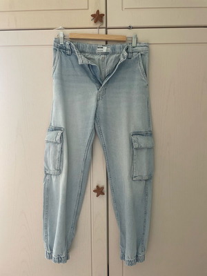 Bershka men's jeans used, size S, gray and blue