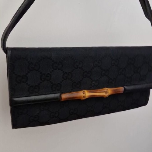 Gucci GG Bamboo Bar bag, vintage black canvas crossbody