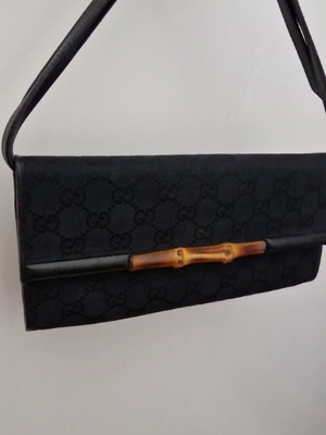 Gucci GG Bamboo Bar bag, vintage black canvas crossbody
