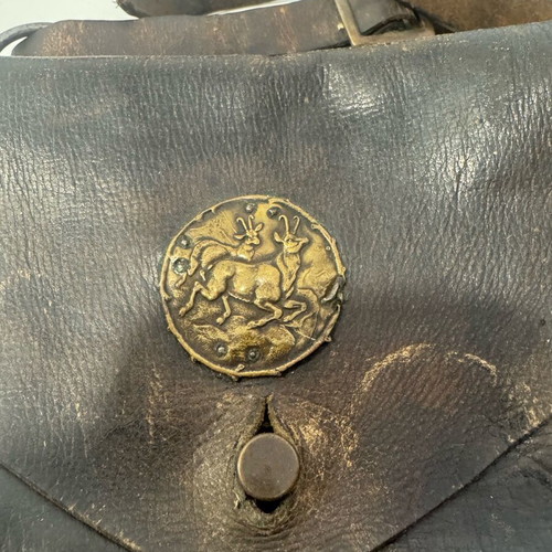 Leather hunter's case used, vintage with strap