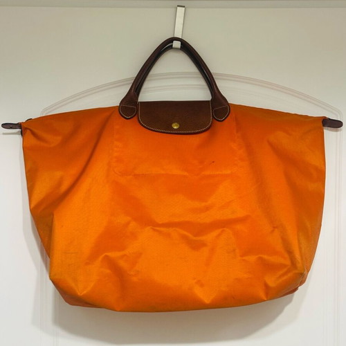 Longchamp Le Pliage travel bag like new, brown and orange