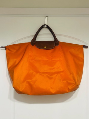 Longchamp Le Pliage travel bag like new, brown and orange