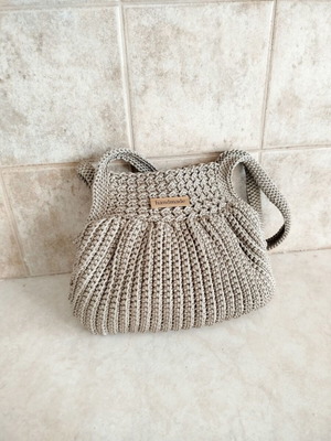 Handmade knitted women's bag with short strap new