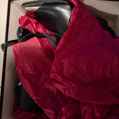 Shoeshi black leather boots with fringes and metal detail new