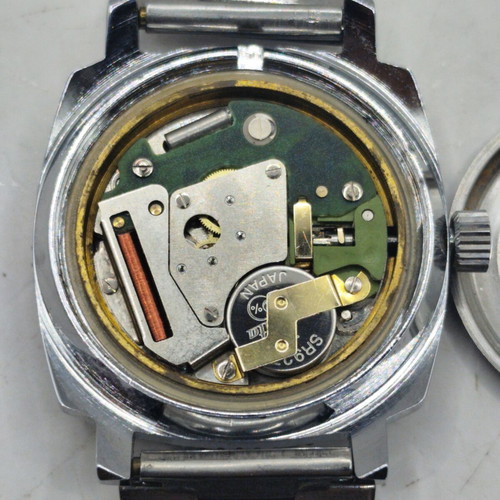 Tempic 1970s Quartz Mens Watch, white dial, new old stock