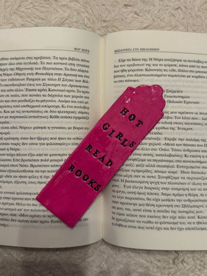 Handmade bookmark new with pink clay and embossed letters