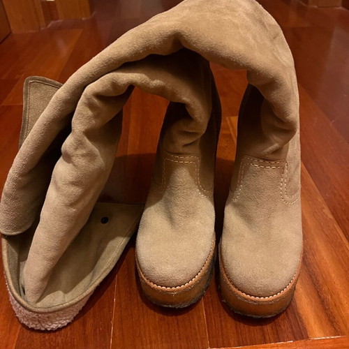 See by Chloe beige suede women's boots used with inner fur, platform