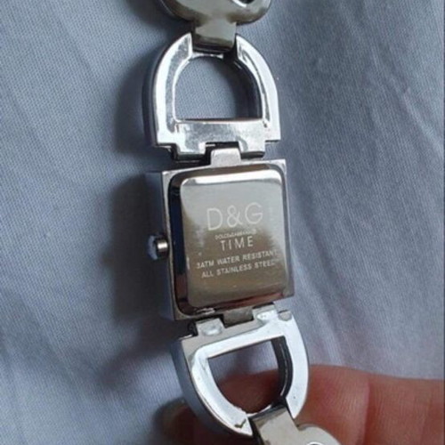 D&G ladies watch like new, silver with black dial and stones