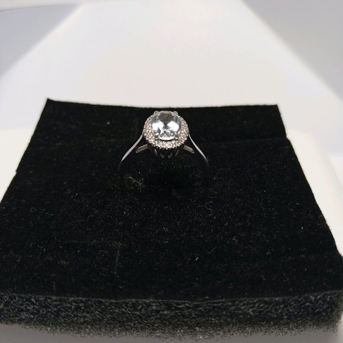 Silver 925 Ring with White Topaz 6x8 and Zirconia new