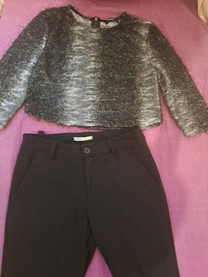 Paranoia small cropped blouse with black fabric pants