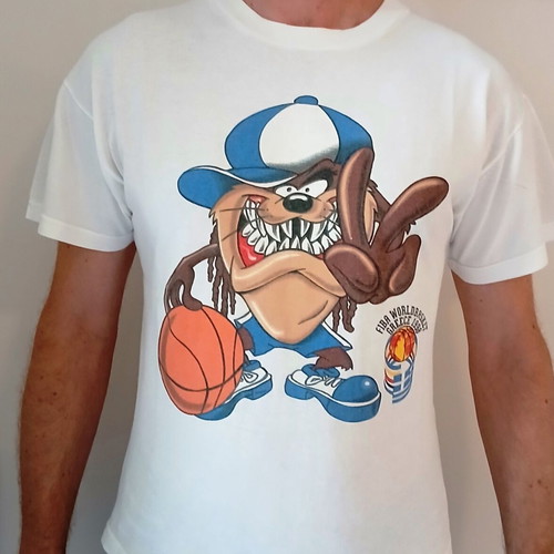 FIBA World Basket Greece 1998 T-Shirt like new, Taz Looney Tunes