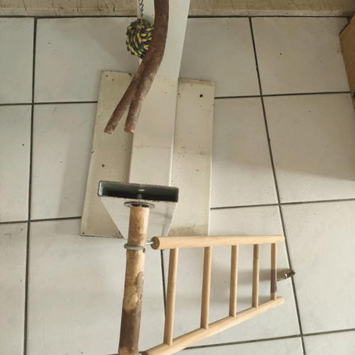 Bird stand used with ladder and electrostatic paint