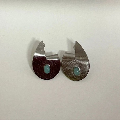 Handmade statement earrings with turquoise stone, aluminum