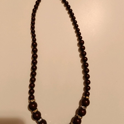 Faux necklace like new, brown - burgundy, 48cm with magnetic clasp