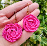 Handmade Boho Rose Micro Macrame Earrings made to order pink gold