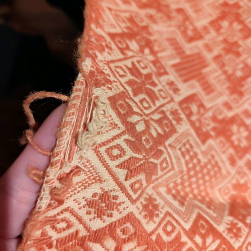Wool handmade blanket used with defect and faded color