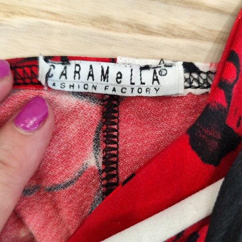 Caramella Y2K Asymmetric Halter Floral Dress like new, red black