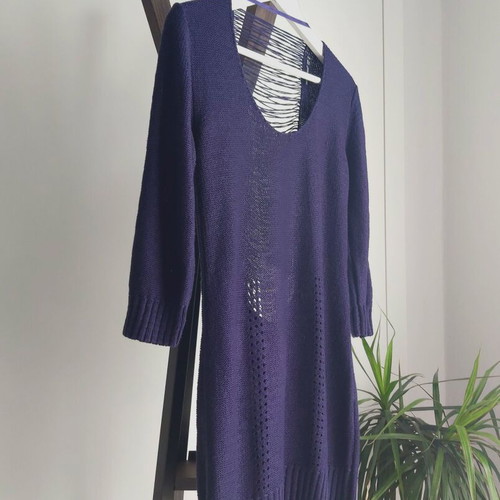 Atmosphere long knitted sweater used blue-purple with special back size M