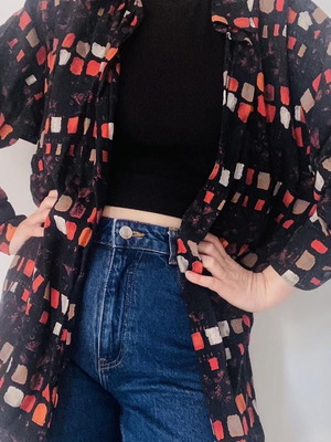 Oversized black women's shirt used, size L