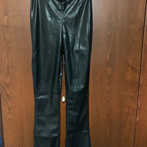 Leather pants H&M black with slit at hem like new size M