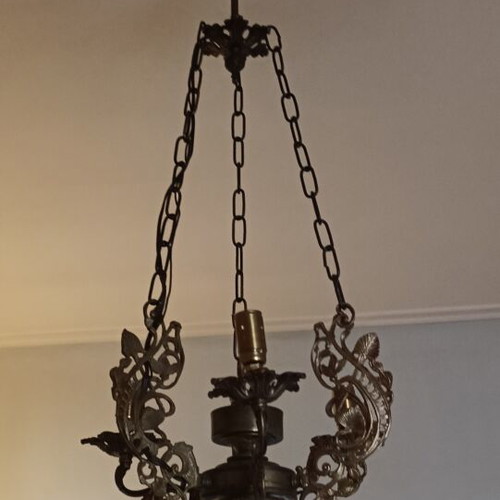 Vintage ceiling light used with porcelain hand-painted details